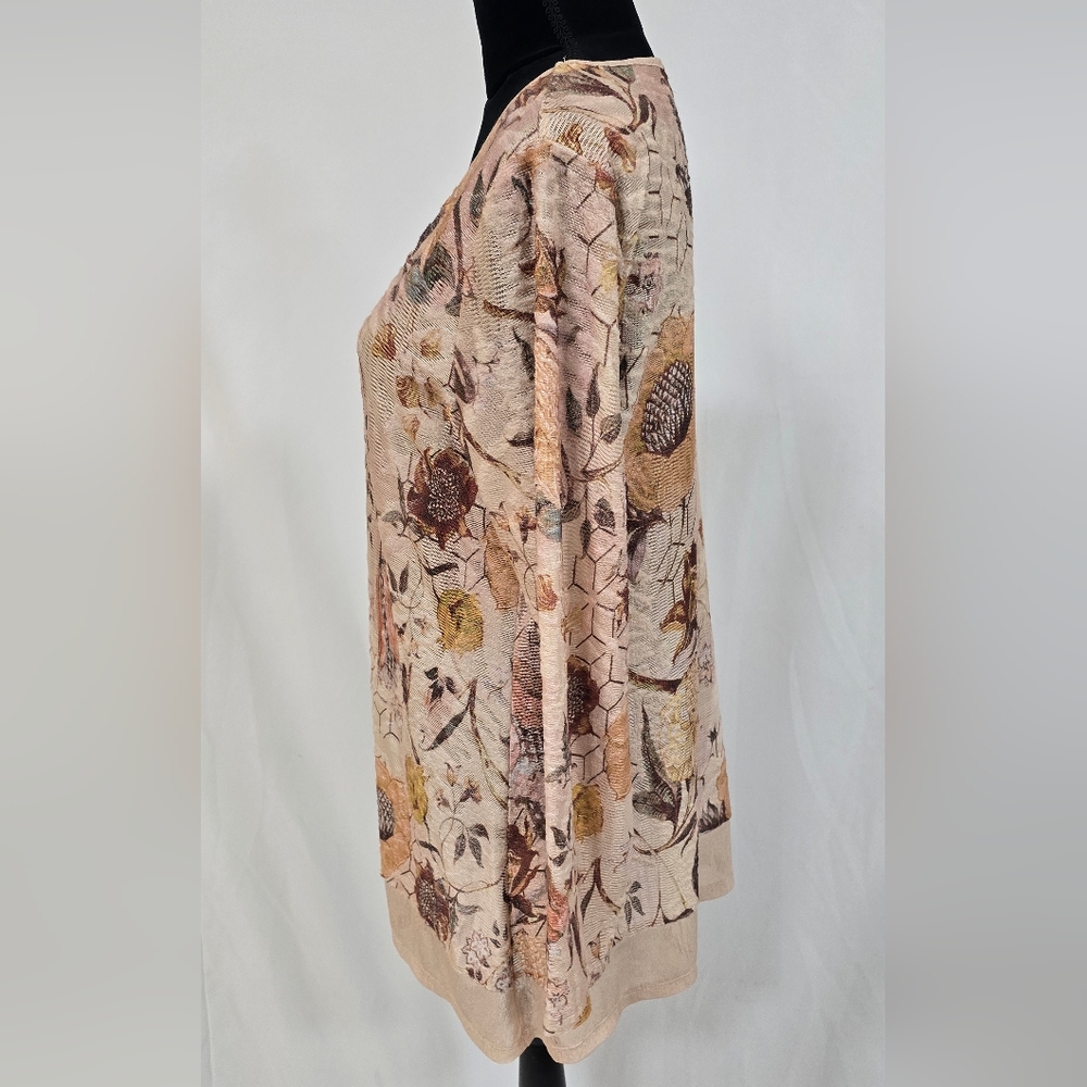 Kamana women M tunic long sleeve, semi sheer, burnout, lagenlook cottagecore - Picture 5 of 7